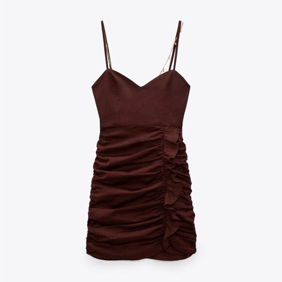 Zara NWT DRAPED DRESS WITH JEWEL CHAIN AT BACK - Picture 12 of 14